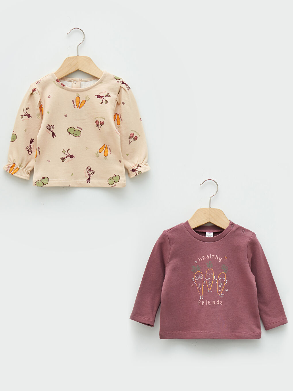 LCW baby Rundhalsausschnitt Langarm Bedrucktes Baumwolle Baby Mädchen Sweatshirt 2er-Pack -W15761Z1-RQ9