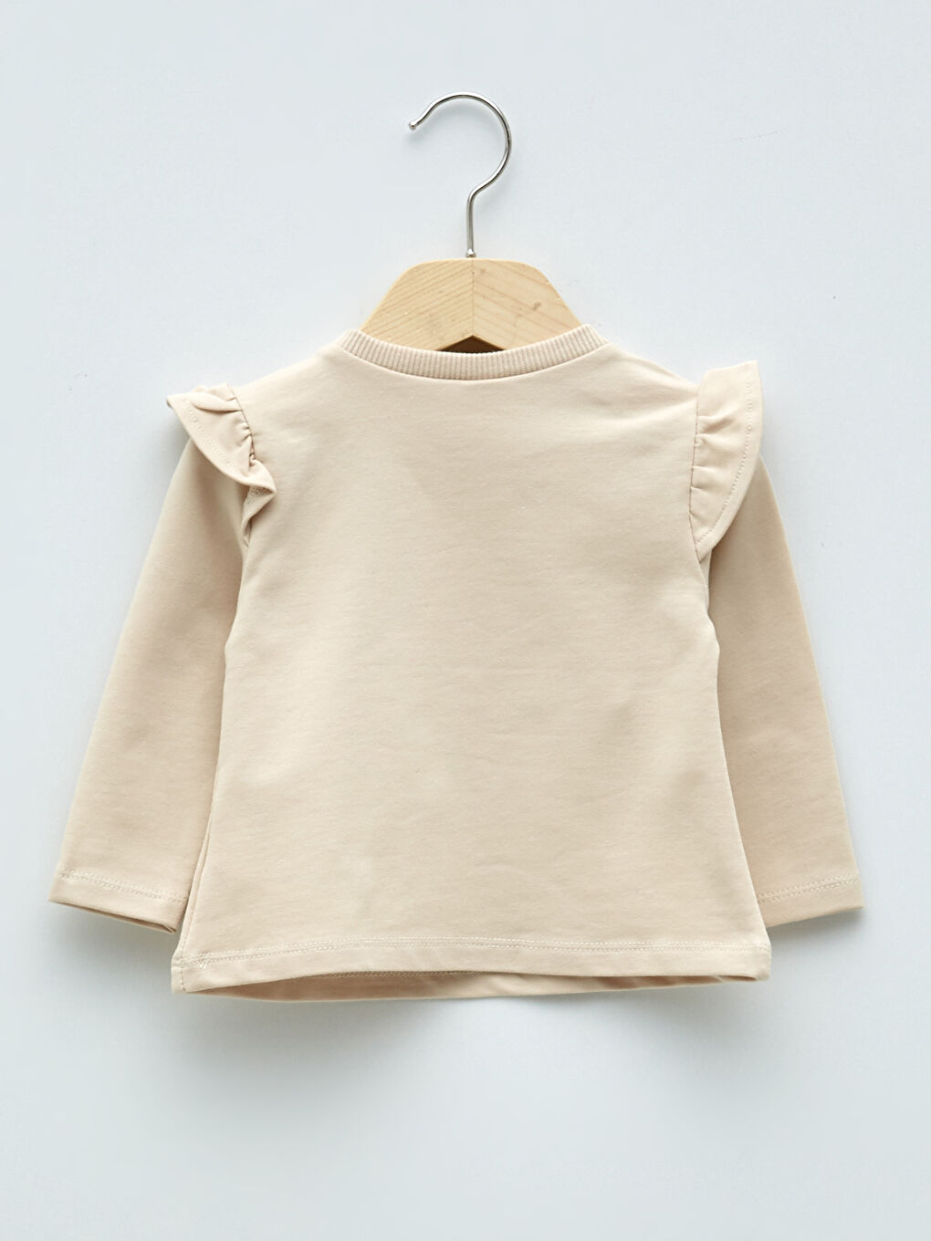 تيشيرت بناتي رضع بياقة دائرية وكم طويل بتفاصيل أبليك-1