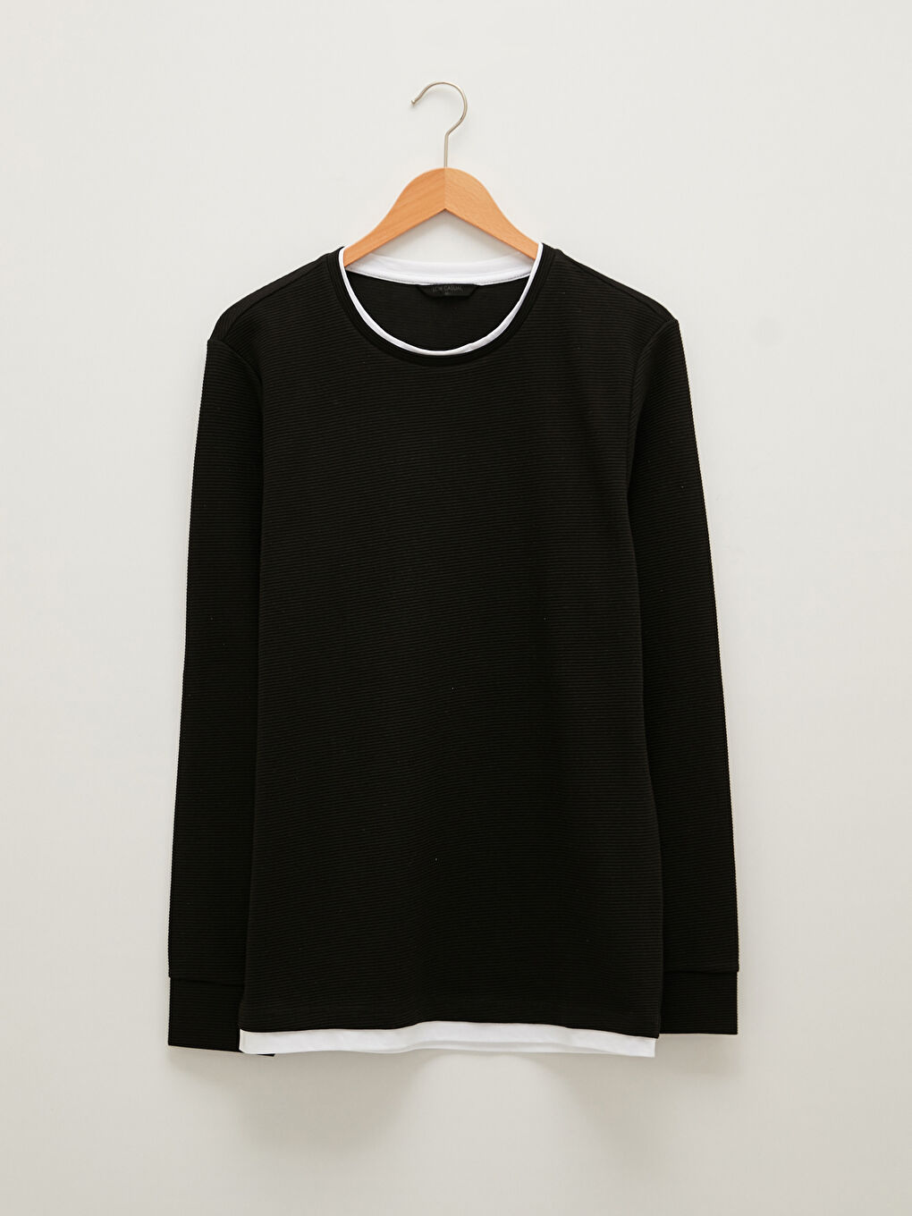 Siyah Bisiklet Yaka Uzun Kollu Erkek Sweatshirt-10