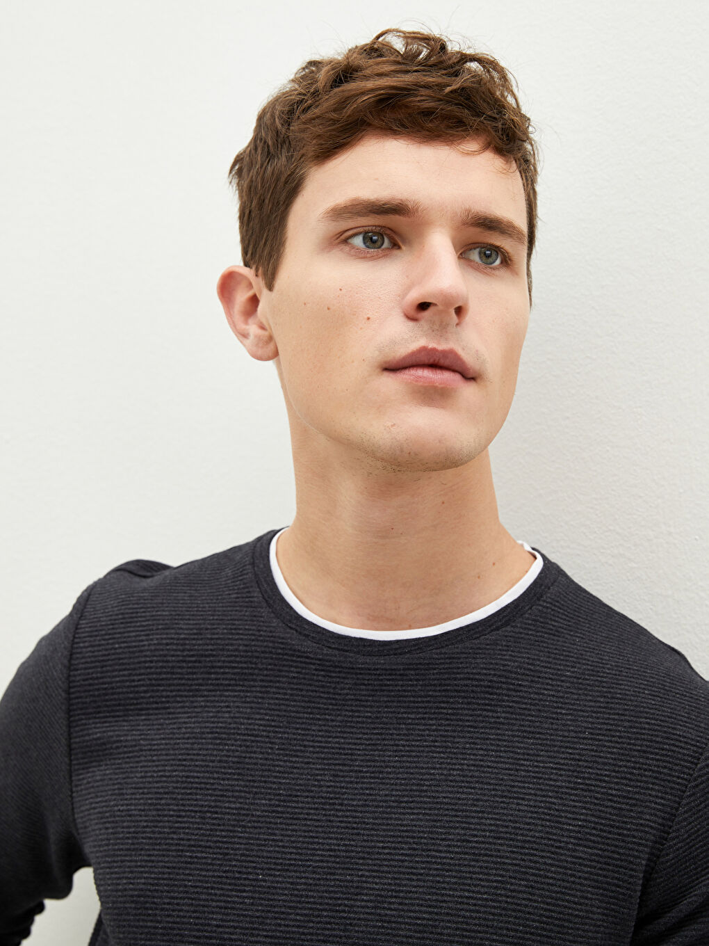 Antrasit Bisiklet Yaka Uzun Kollu Erkek Sweatshirt-6