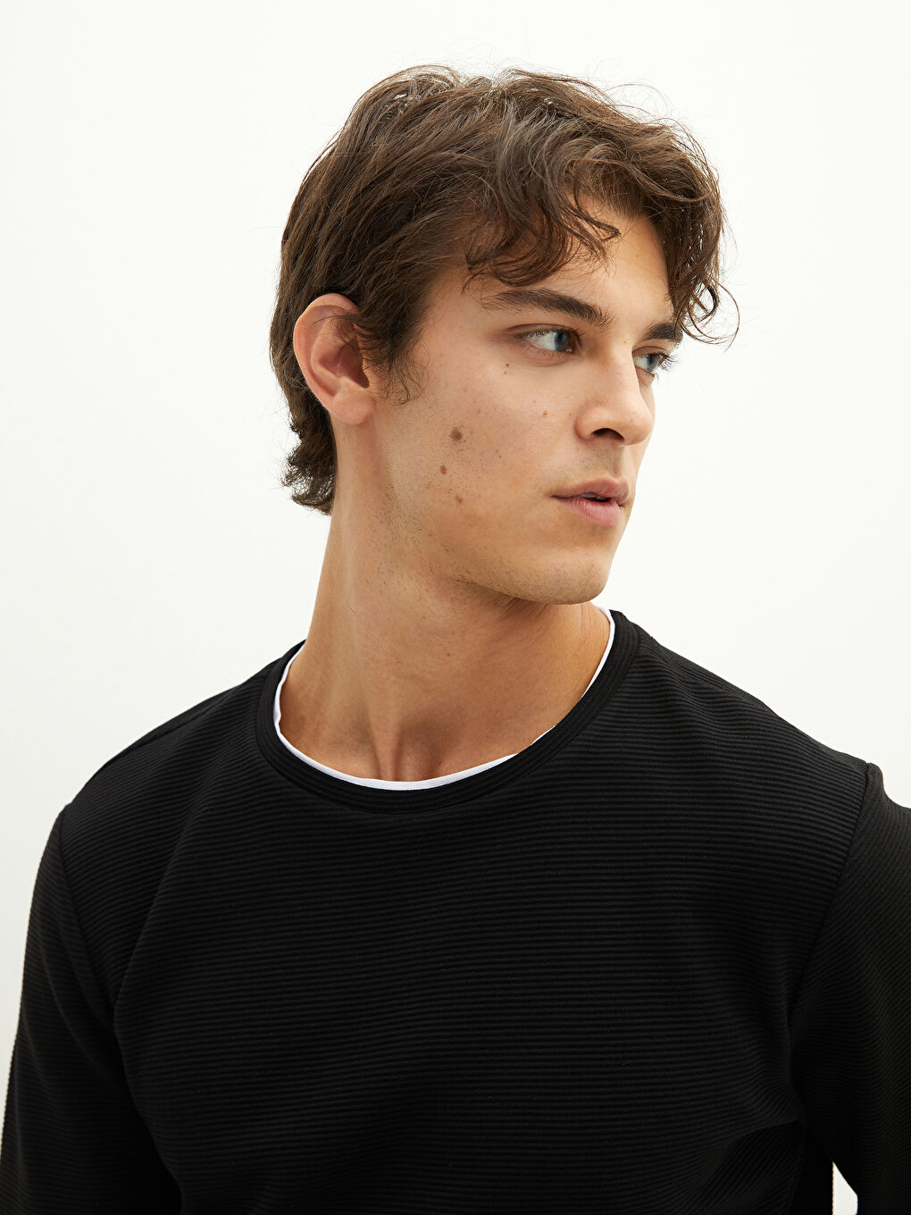 Siyah Bisiklet Yaka Uzun Kollu Erkek Sweatshirt-6