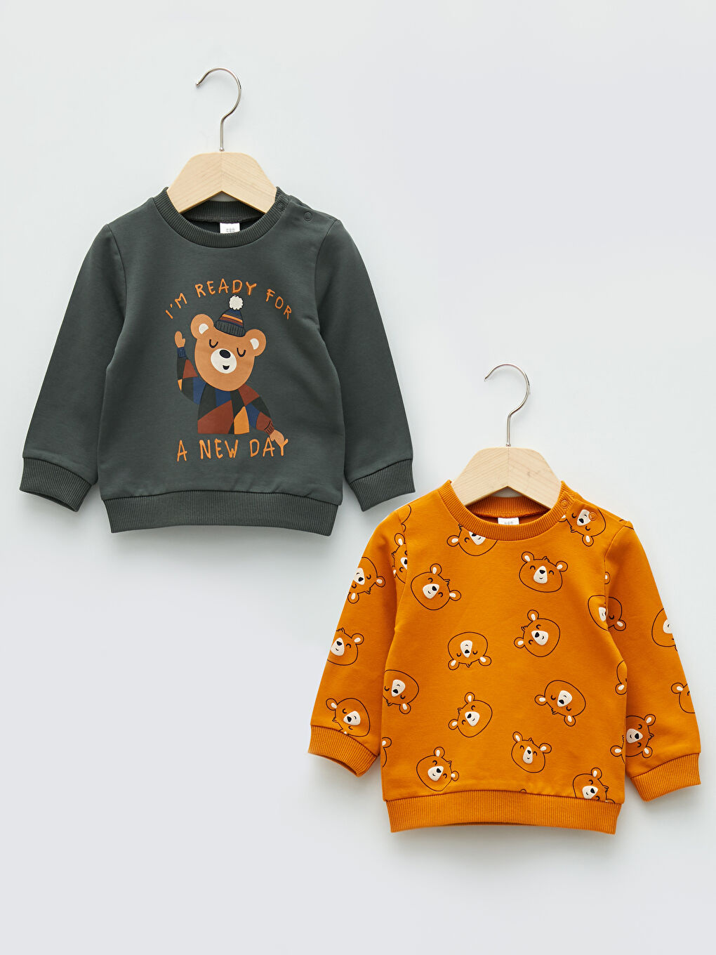 Crew Neck Long Sleeve Printed Baby Boy Sweatshirt 2-Pack