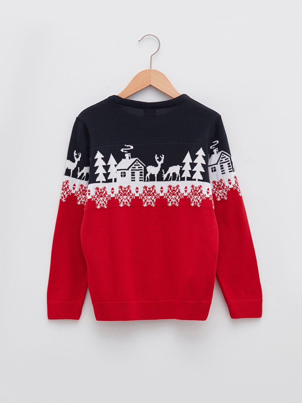 Crew Neck Christmas Themed Long Sleeve Boy Thin Knitwear Sweater-1
