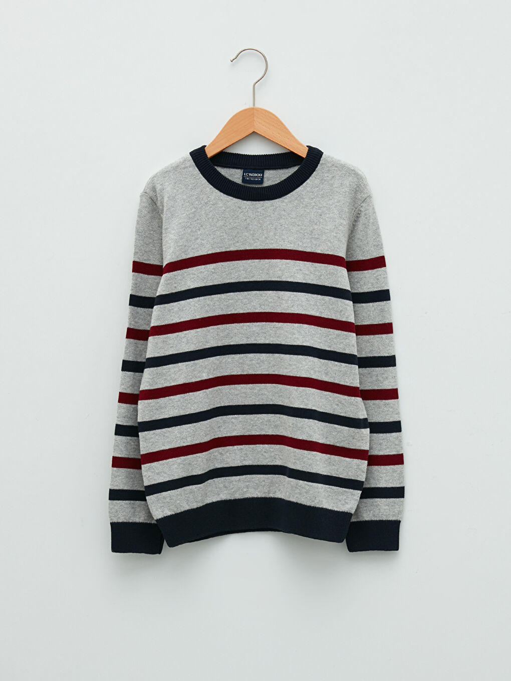 LCW Kids Crew Neck Striped Long Sleeve Boy Thin Tricot Sweater -W15815Z4-LFY