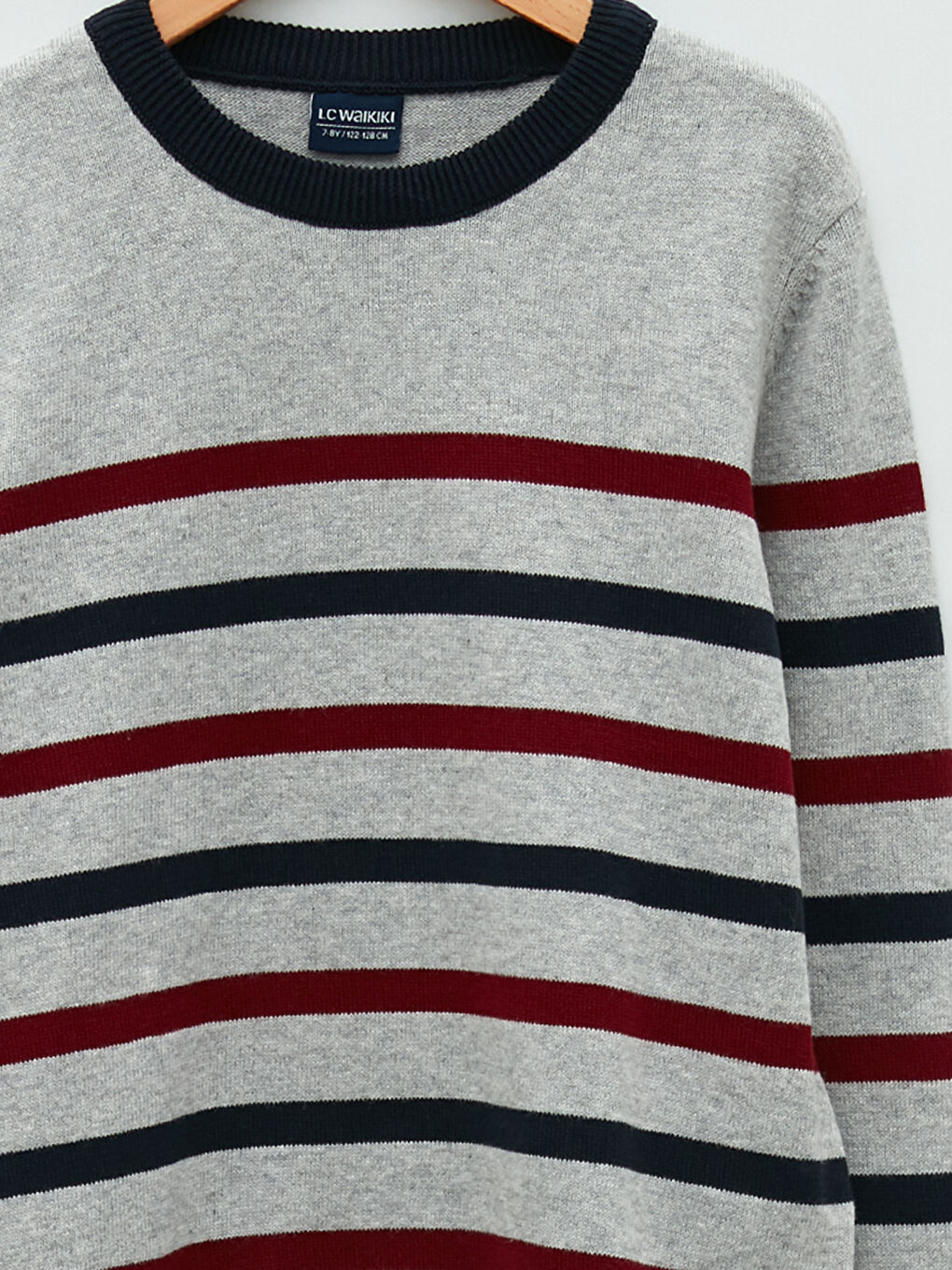 LCW Kids Crew Neck Striped Long Sleeve Boy Thin Tricot Sweater -W15815Z4-LFY