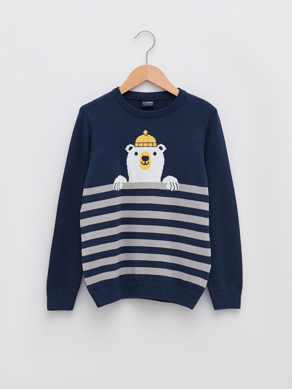 LCW Kids Crew Neck Patterned Long Sleeve Boy Thin Tricot Sweater -W15816Z4-LGS