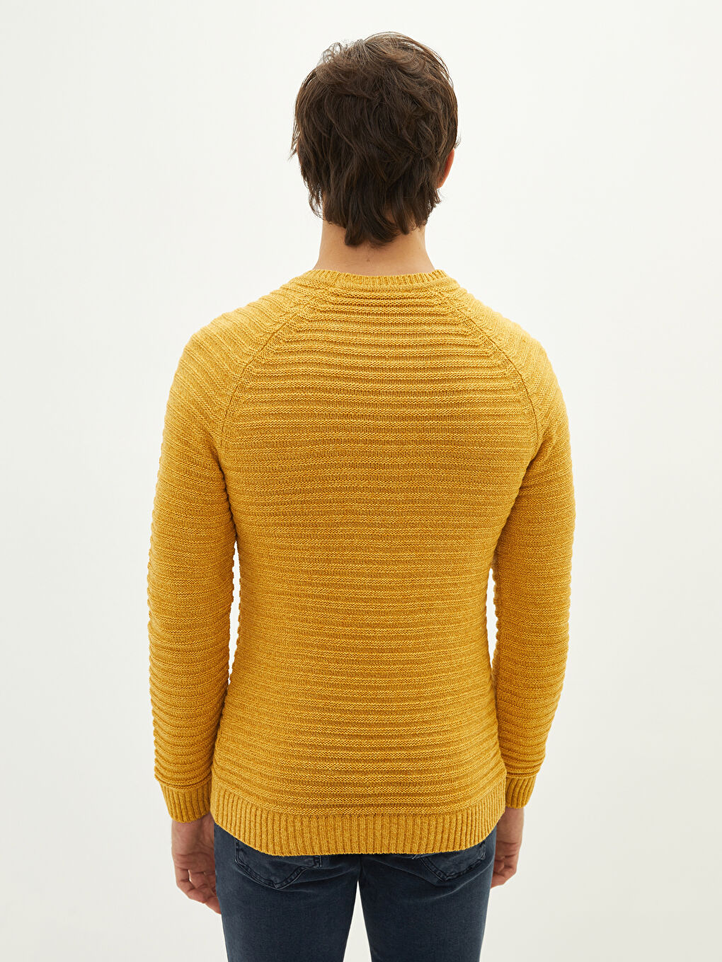 Свитер из трикотажа с круглым вырезом, длинным рукавом, толстый, мужской-5