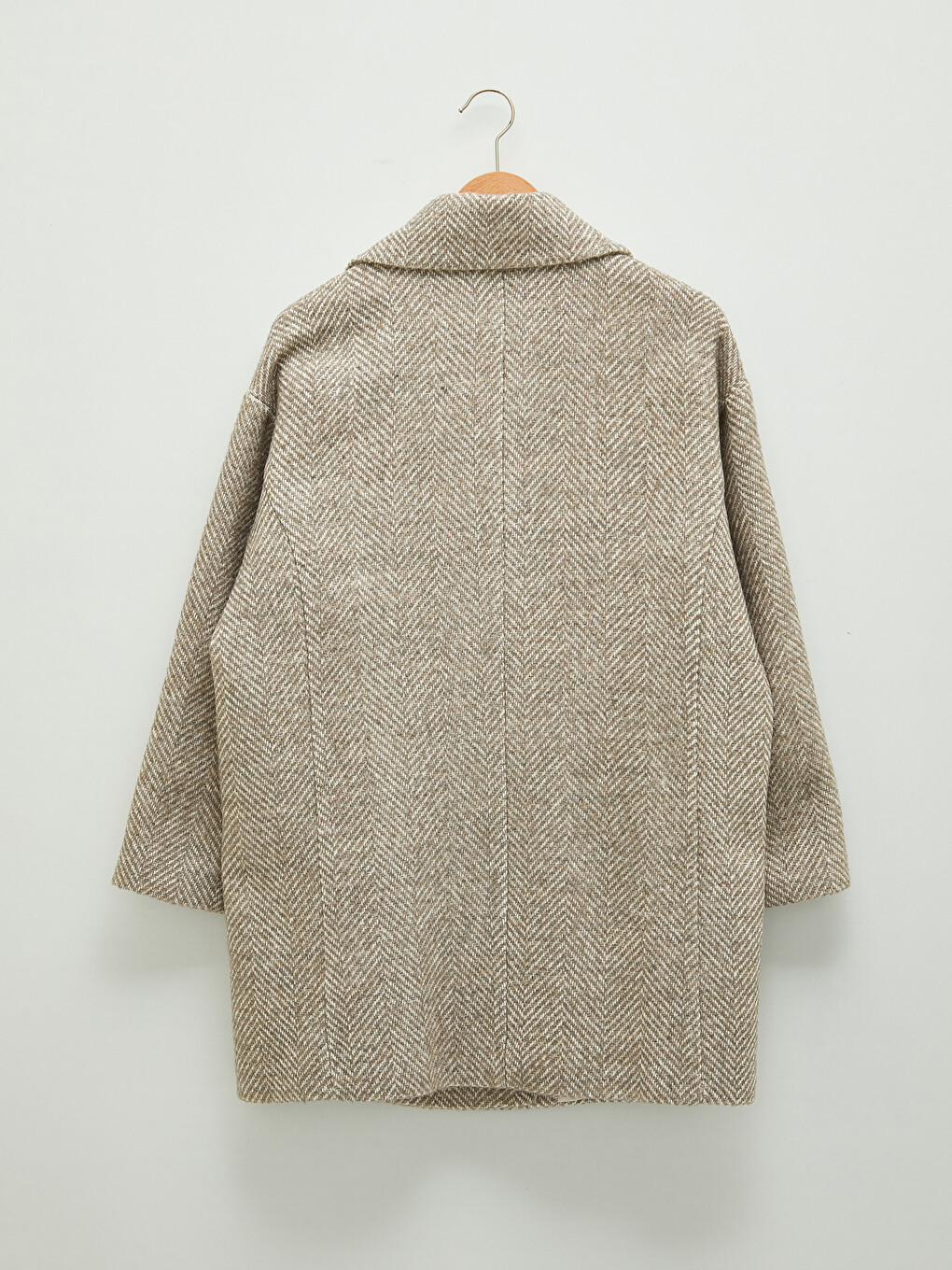 Jacket Collar Patterned Button Detailed Long Sleeve Thick Women's Cachet Coat-7