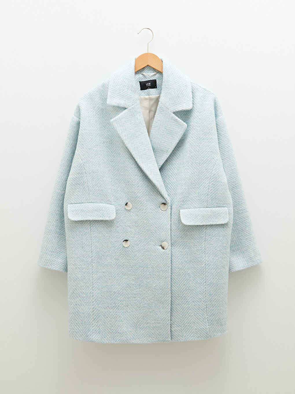 Jacket Collar Patterned Button Detailed Long Sleeve Thick Women's Cachet Coat-12
