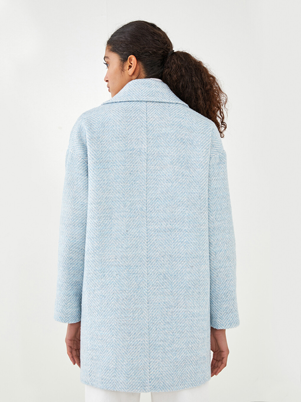 Jacket Collar Patterned Button Detailed Long Sleeve Thick Women's Cachet Coat-11