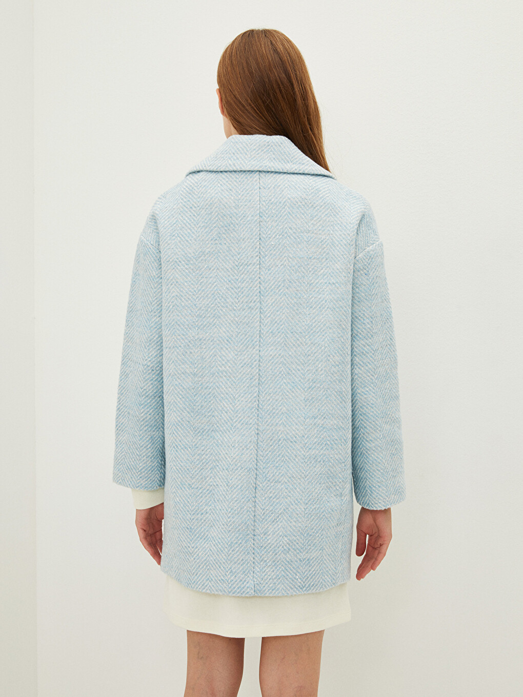 Jacket Collar Patterned Button Detailed Long Sleeve Thick Women's Cachet Coat-10