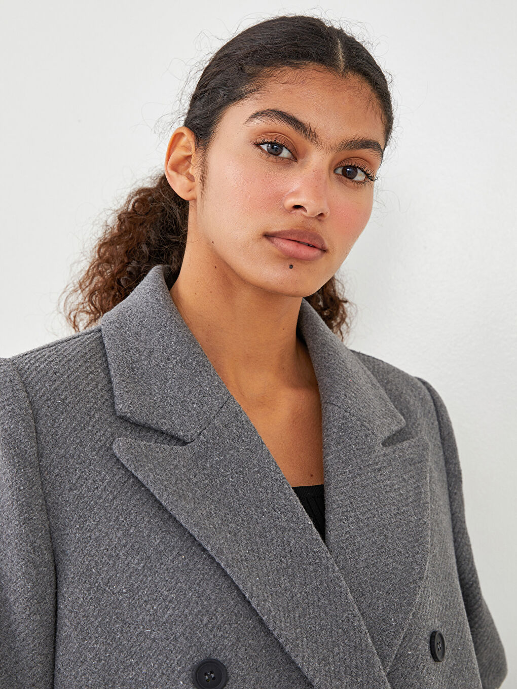 Palton Cachet cu Detalii Nasturi la Guler Jachetă și Mânecă Lungă pentru Femei-4