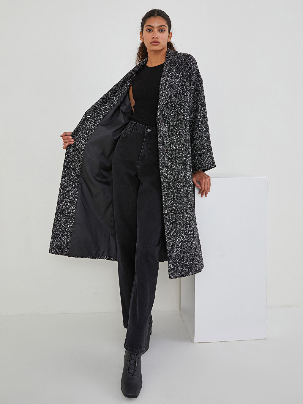 LC Waikiki Jacket Collar Regular Long Sleeve Pocket Detailed Women's Cachet Coat -W15858Z8-E3B