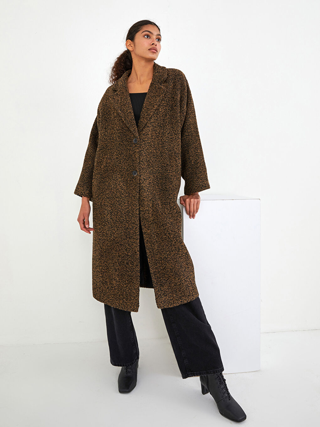 Jacket Collar Regular Long Sleeve Pocket Detailed Women's Cachet Coat-5