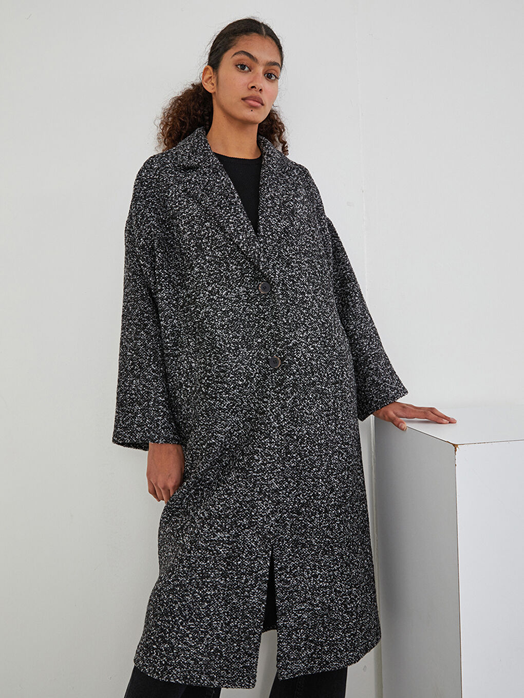 LC Waikiki Jacket Collar Regular Long Sleeve Pocket Detailed Women's Cachet Coat -W15858Z8-E3B