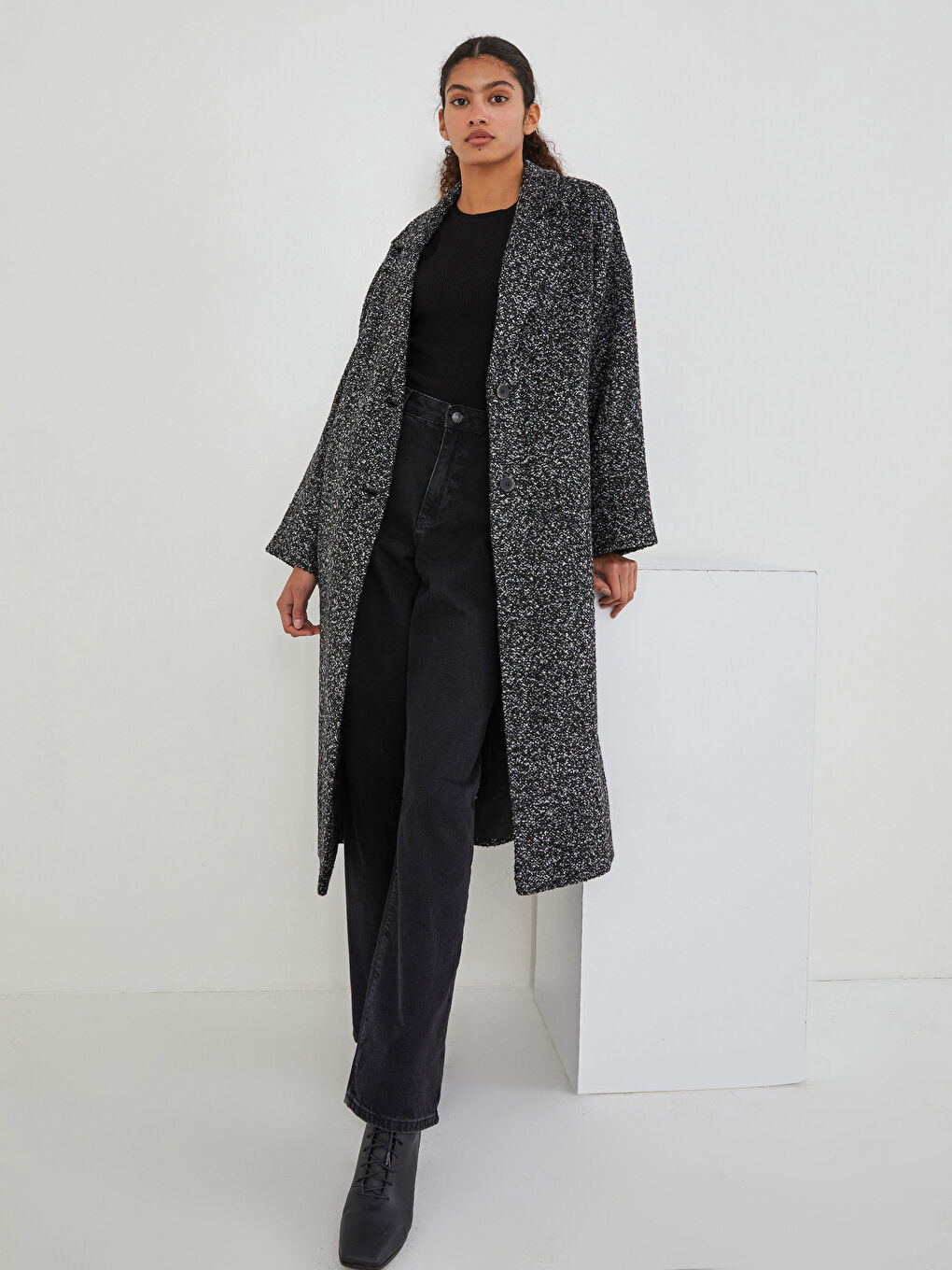 LC Waikiki Jacket Collar Regular Long Sleeve Pocket Detailed Women's Cachet Coat -W15858Z8-E3B