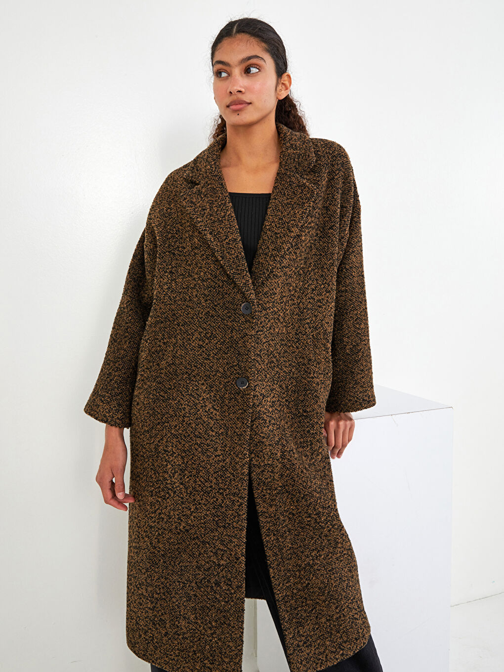 Jacket Collar Regular Long Sleeve Pocket Detailed Women's Cachet Coat-1