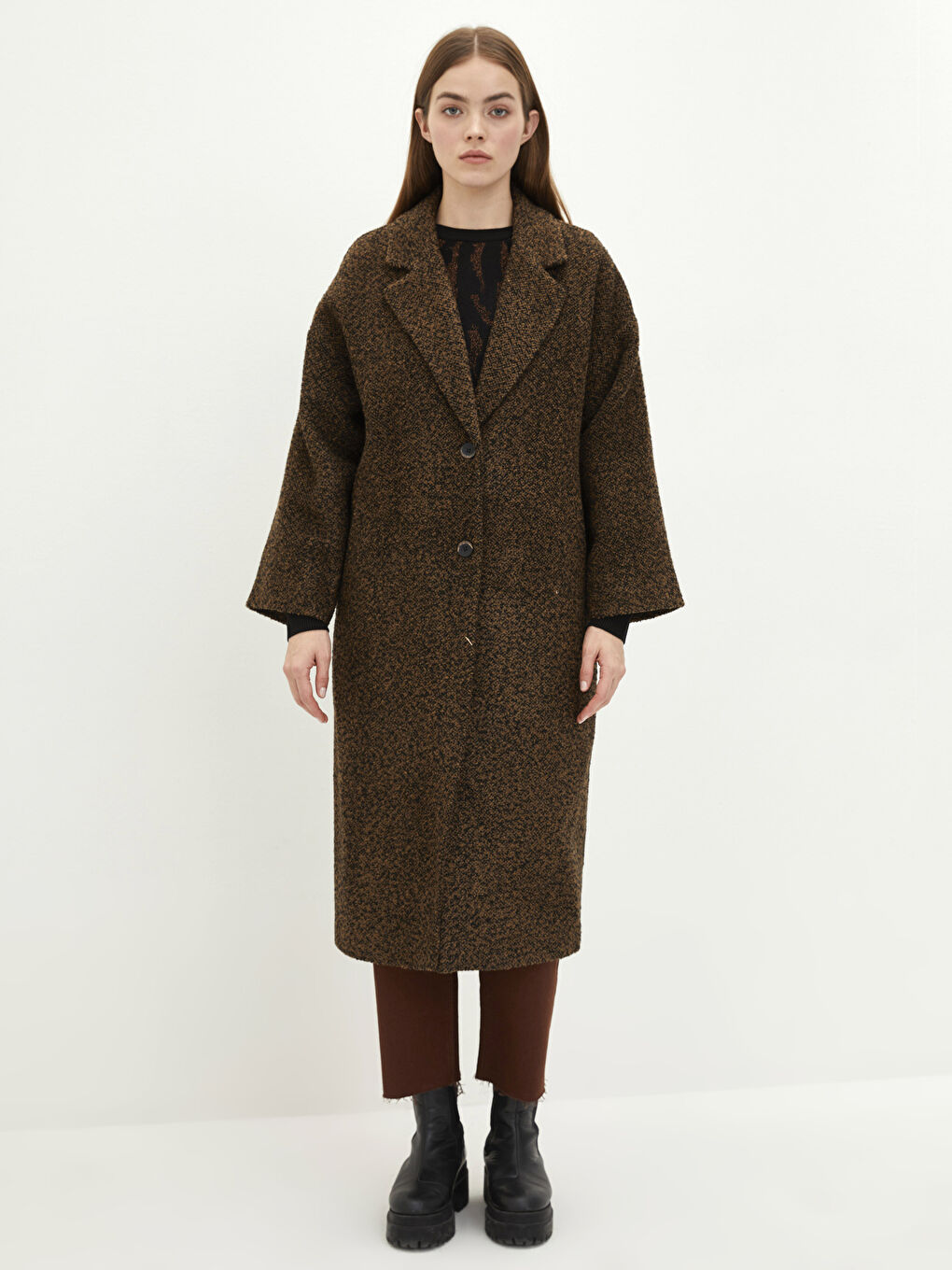 Jacket Collar Regular Long Sleeve Pocket Detailed Women's Cachet Coat-4