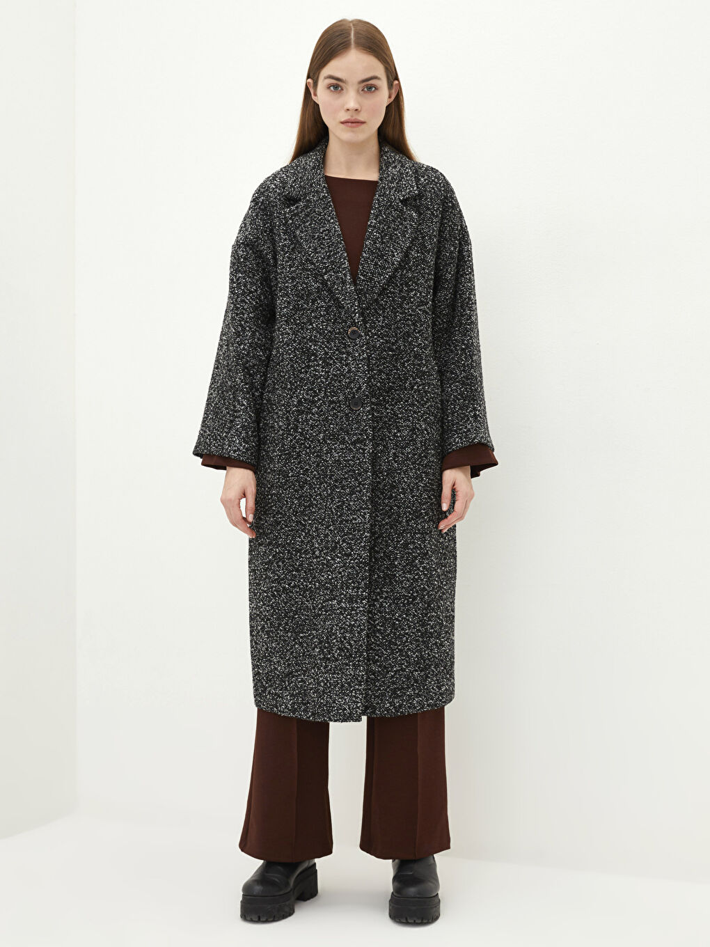 LC Waikiki Jacket Collar Regular Long Sleeve Pocket Detailed Women's Cachet Coat -W15858Z8-E3B