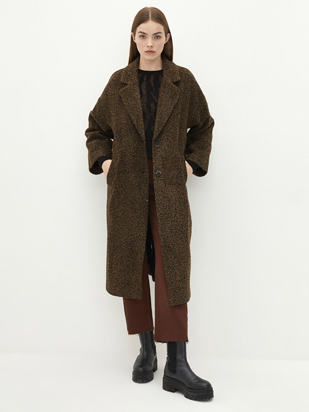 Jacket Collar Regular Long Sleeve Pocket Detailed Women's Cachet Coat