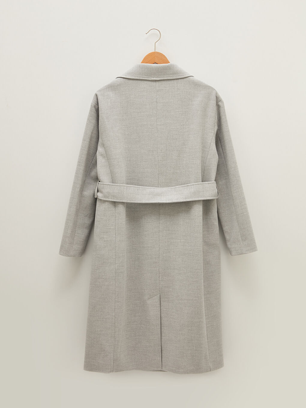 Jacket Collar Front Buttoned Waist Belted Long Sleeve Thick Women's Cachet Coat-13