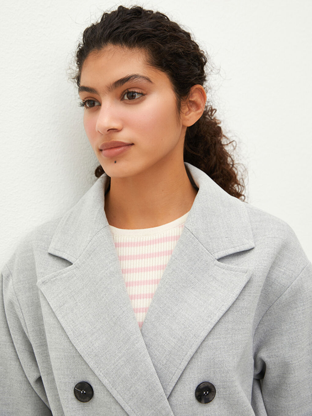 Jacket Collar Front Buttoned Waist Belted Long Sleeve Thick Women's Cachet Coat-10