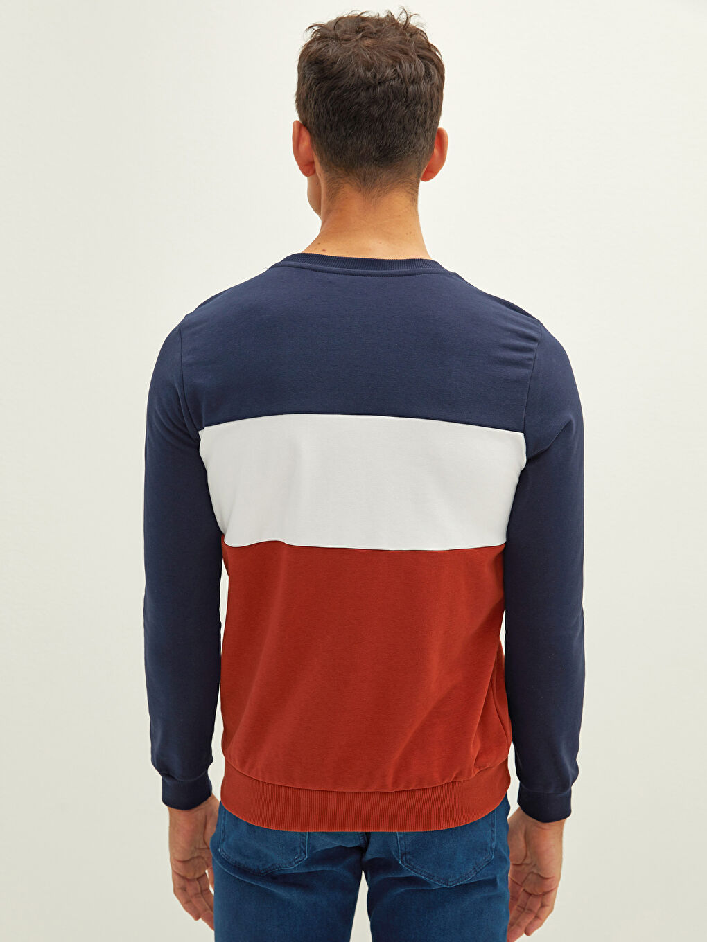 Crew Neck Long Sleeve Color Block Men's Sweatshirt-5
