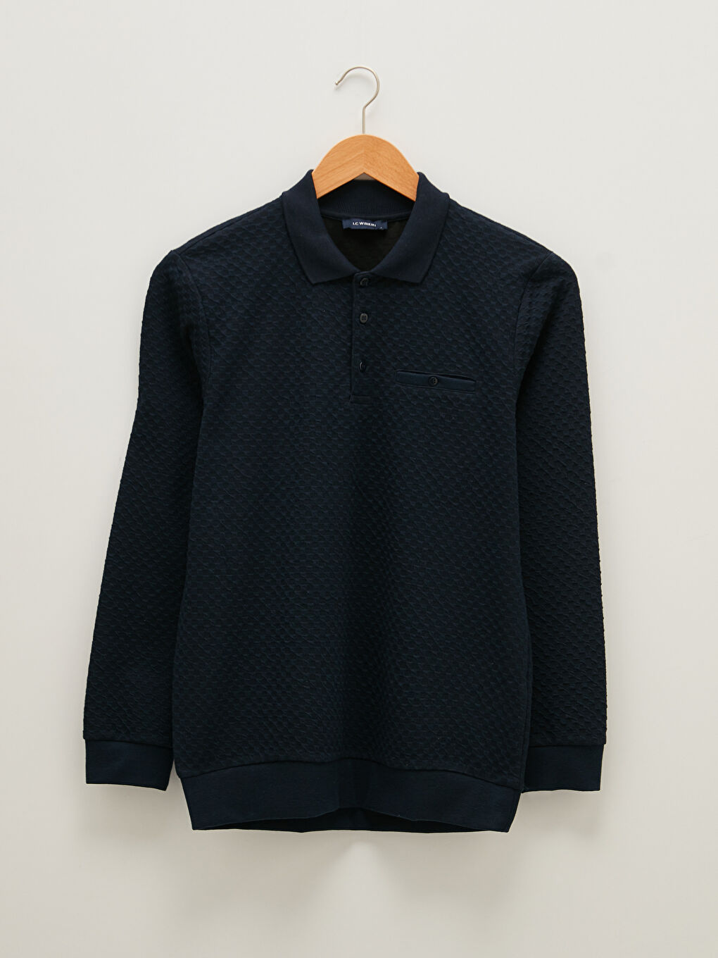 Polo Neck Long Sleeve Men's Sweatshirt