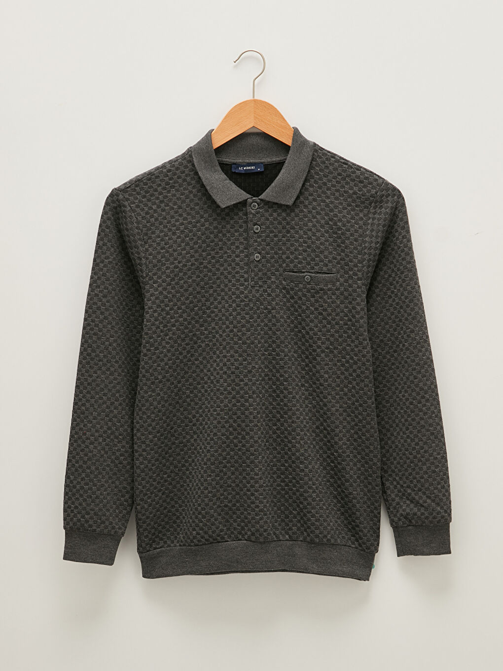 Polo Neck Long Sleeve Men's Sweatshirt-5