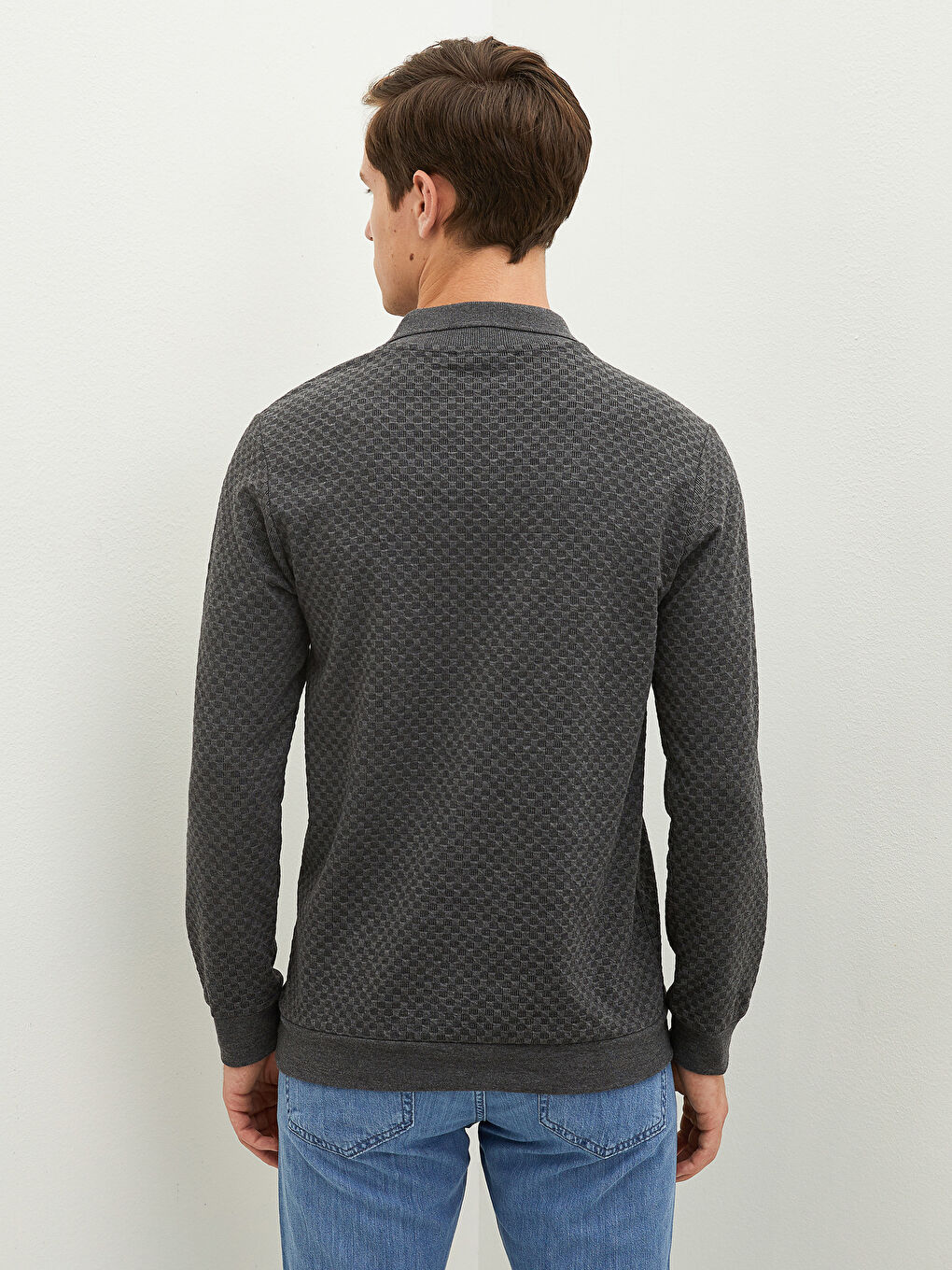 Polo Neck Long Sleeve Men's Sweatshirt-3