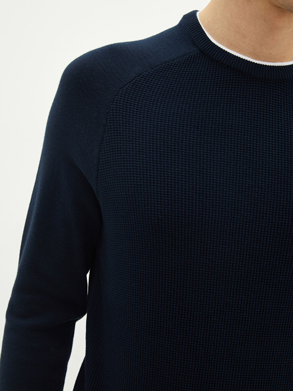 Lacivert Bisiklet Yaka Uzun Kollu İnce Erkek Triko Kazak-3