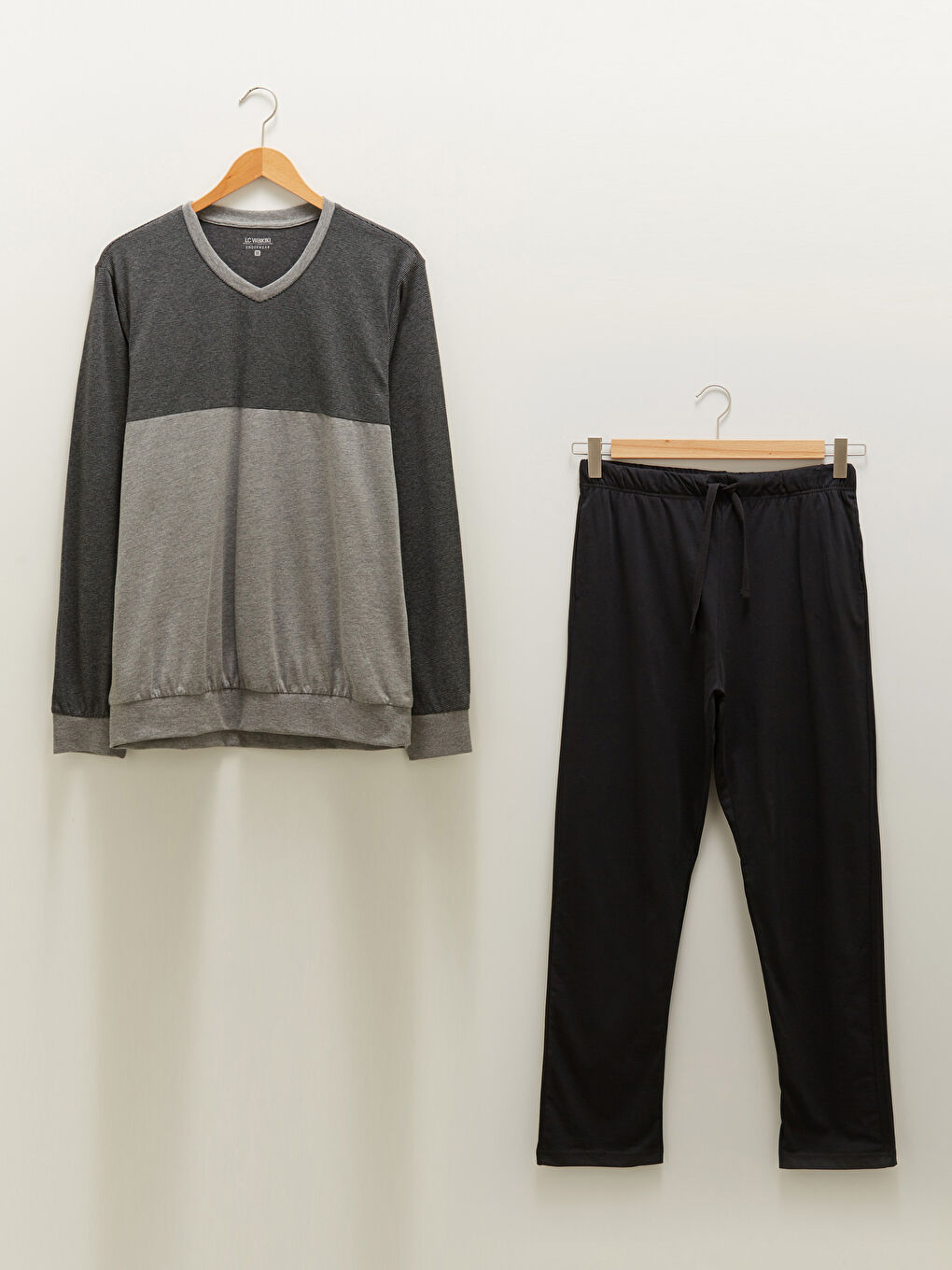 Gri Standart Kalıp Erkek Pijama Takımı-5