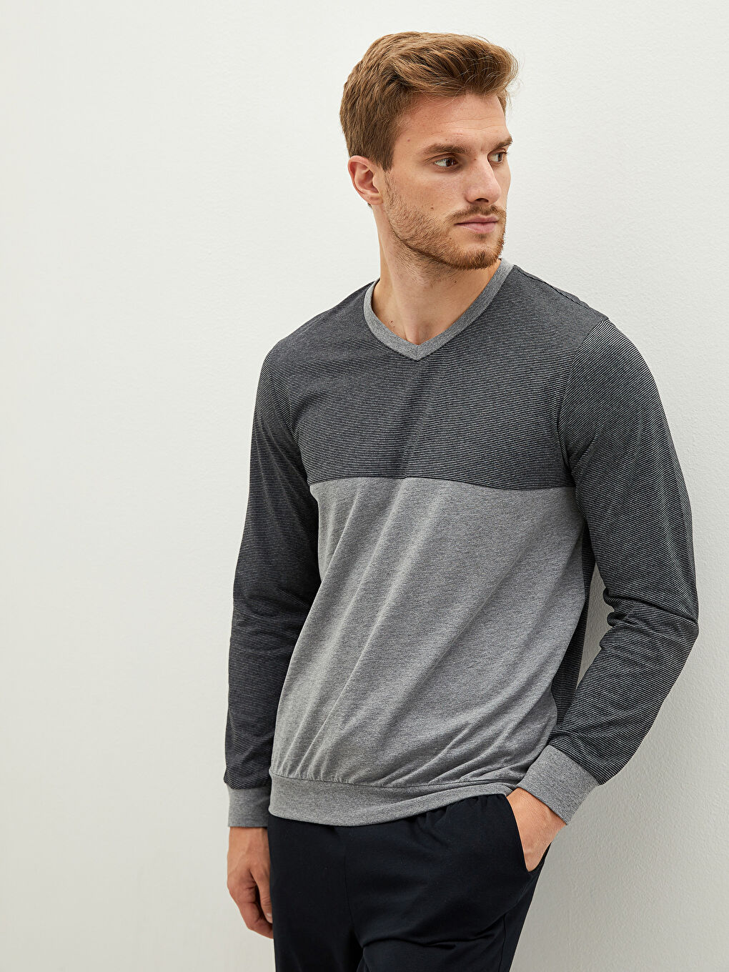 Gri Standart Kalıp Erkek Pijama Takımı-2