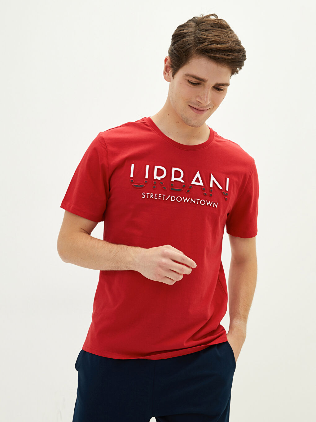 Lacivert Standart Kalıp Baskılı Erkek Pijama Takımı-2