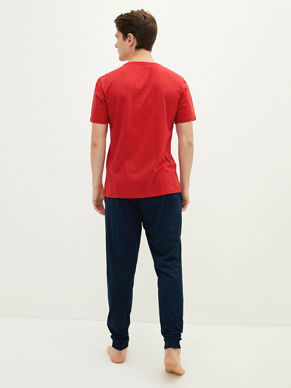 Lacivert Standart Kalıp Baskılı Erkek Pijama Takımı-4