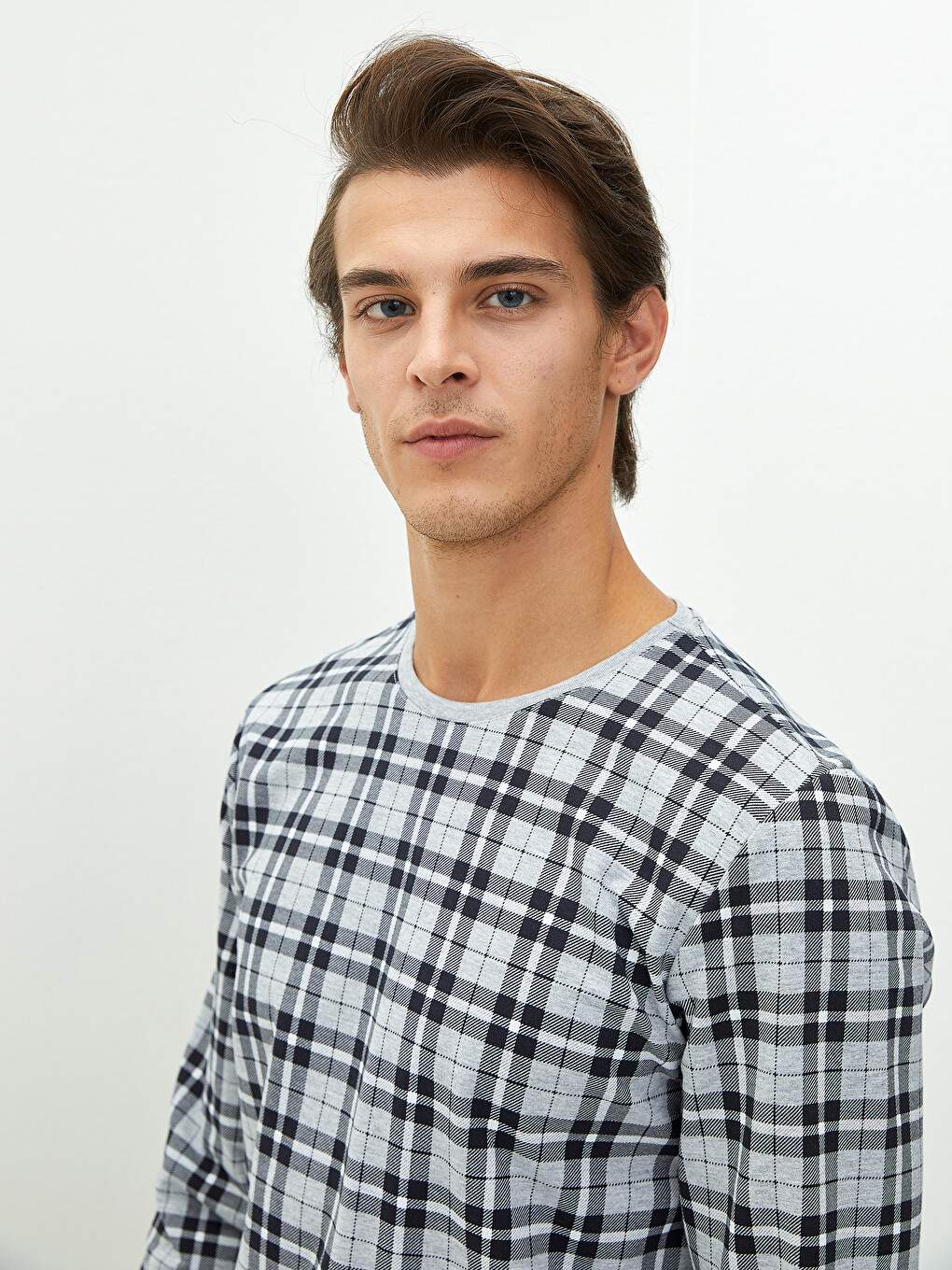 Slim Fit Plaid Men's Pajamas Set-3