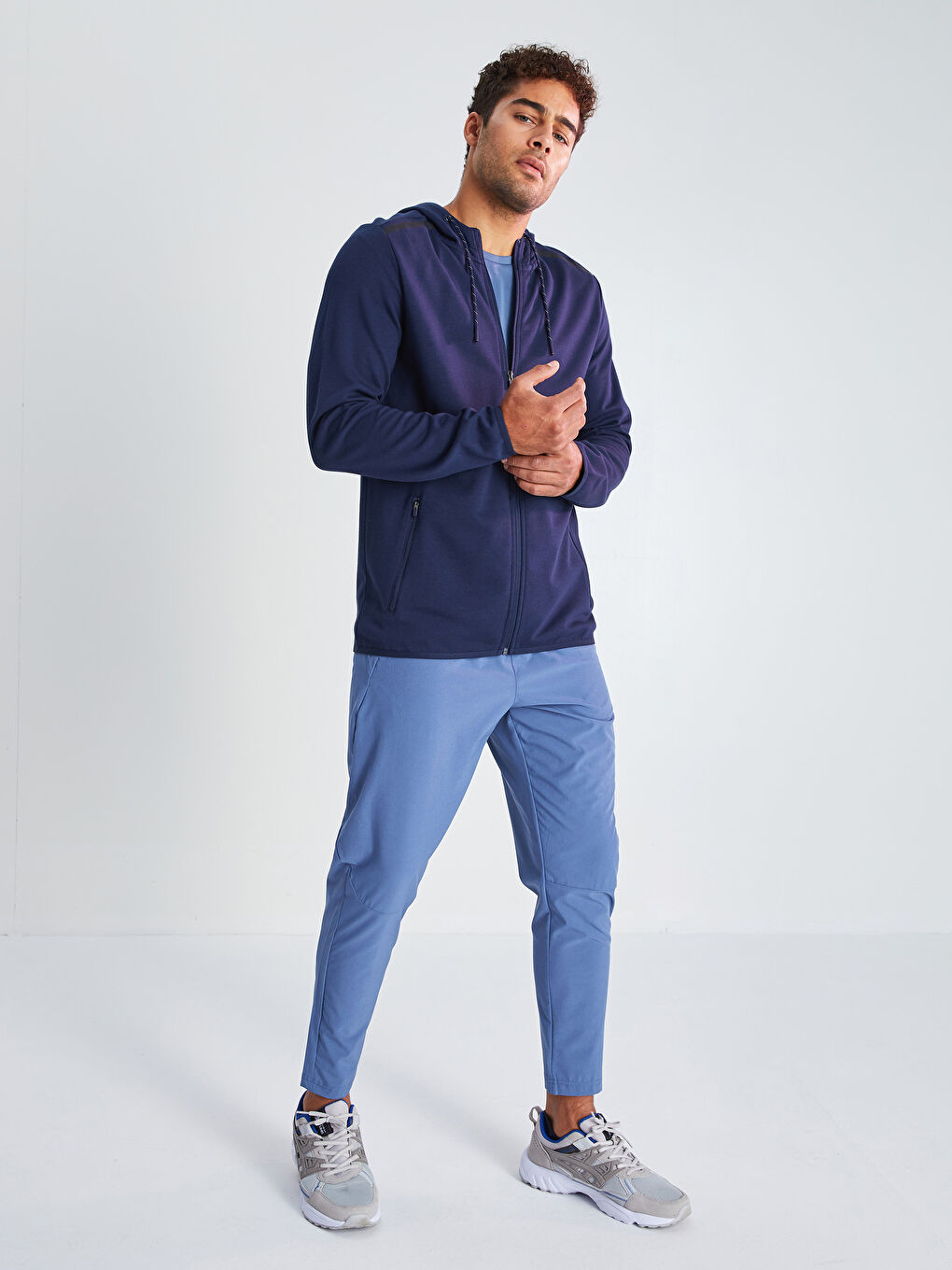 Lacivert Slim Fit Kapüşonlu Erkek Aktif Spor Hırka-4