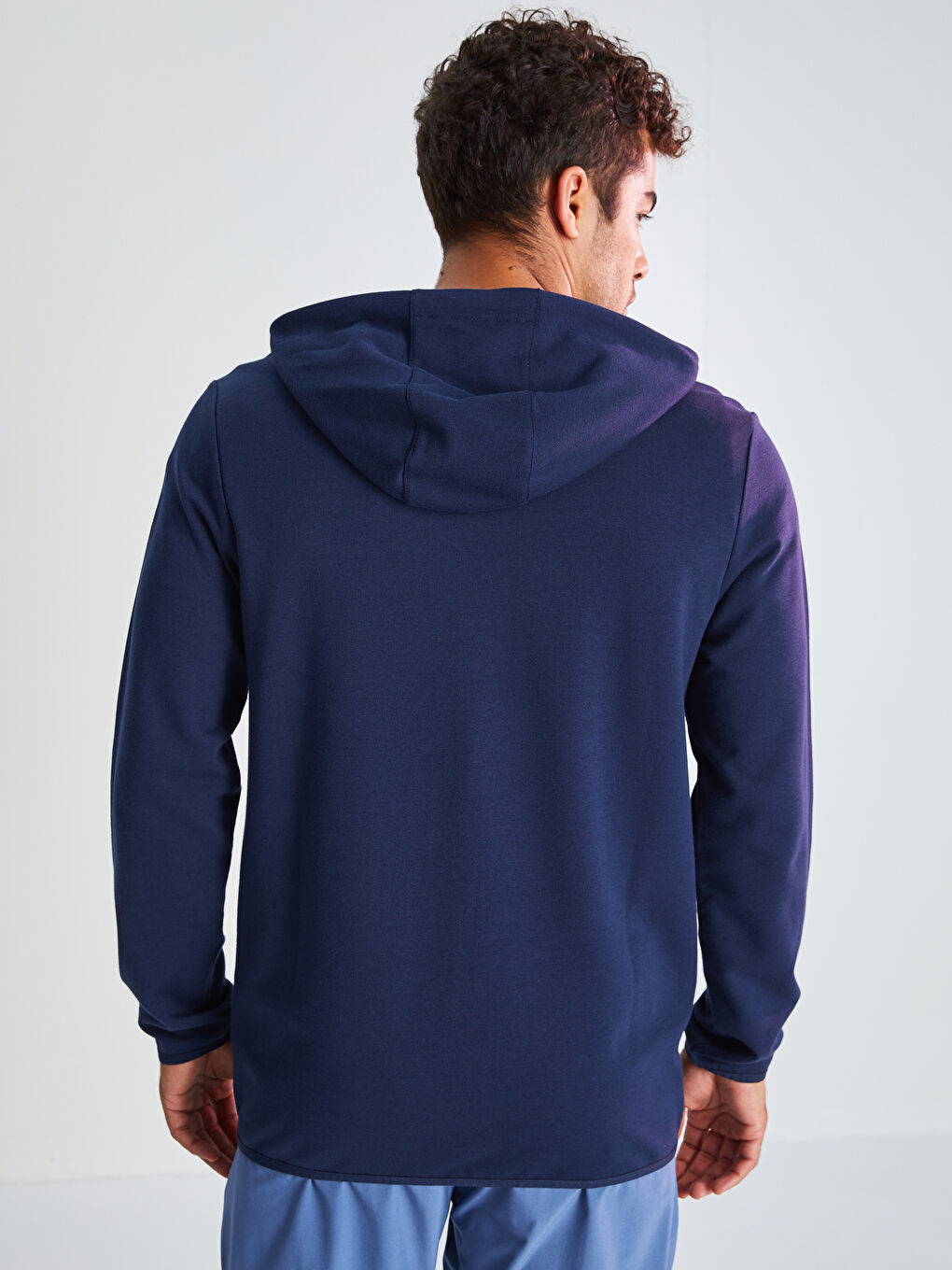 Lacivert Slim Fit Kapüşonlu Erkek Aktif Spor Hırka-5