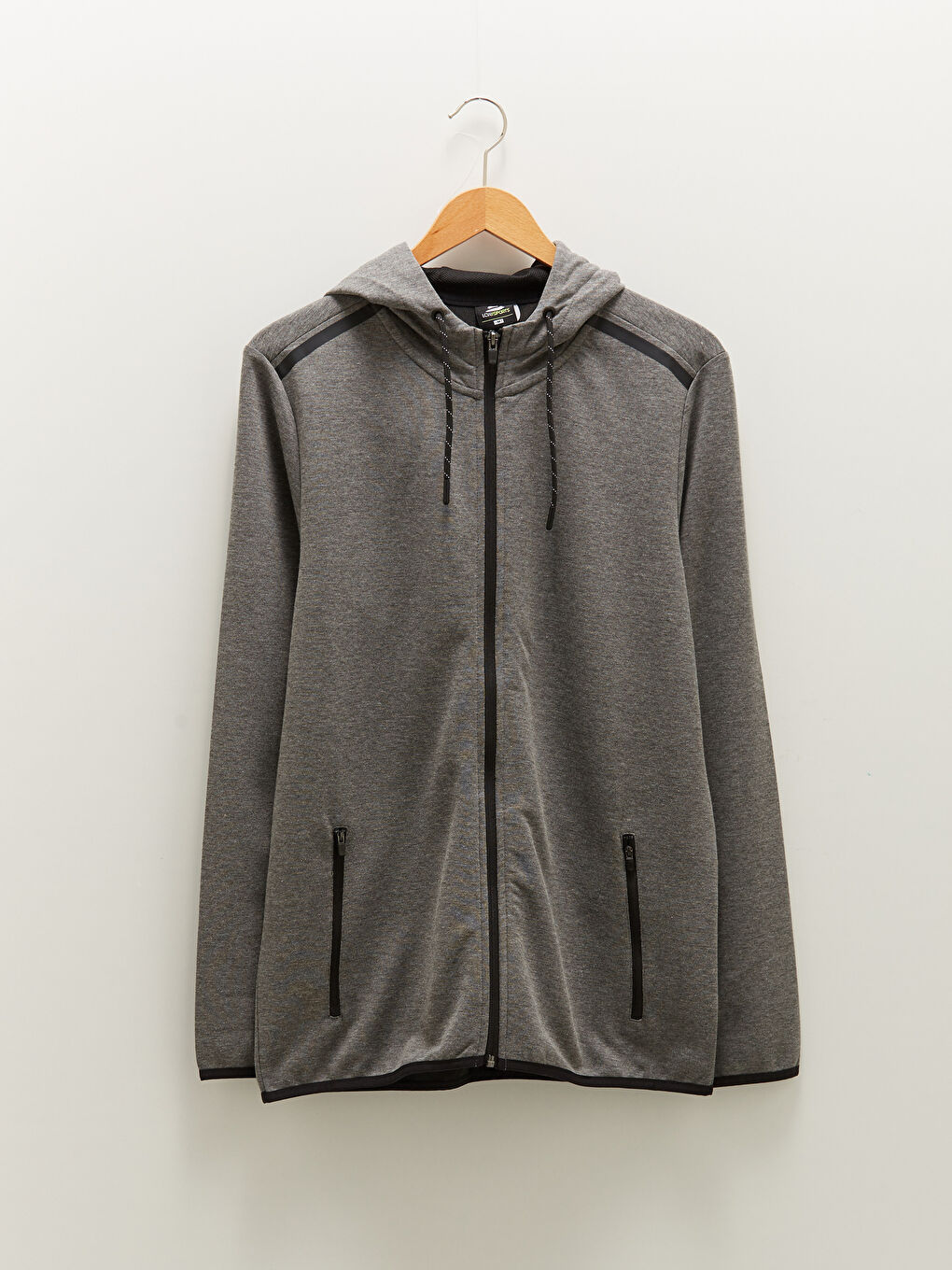 Gri Slim Fit Kapüşonlu Erkek Aktif Spor Hırka-5