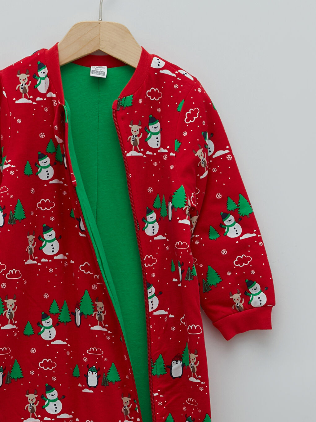 كيس نوم بسحاب بأكمام طويلة وياقة دائرية للأولاد الرضع-2