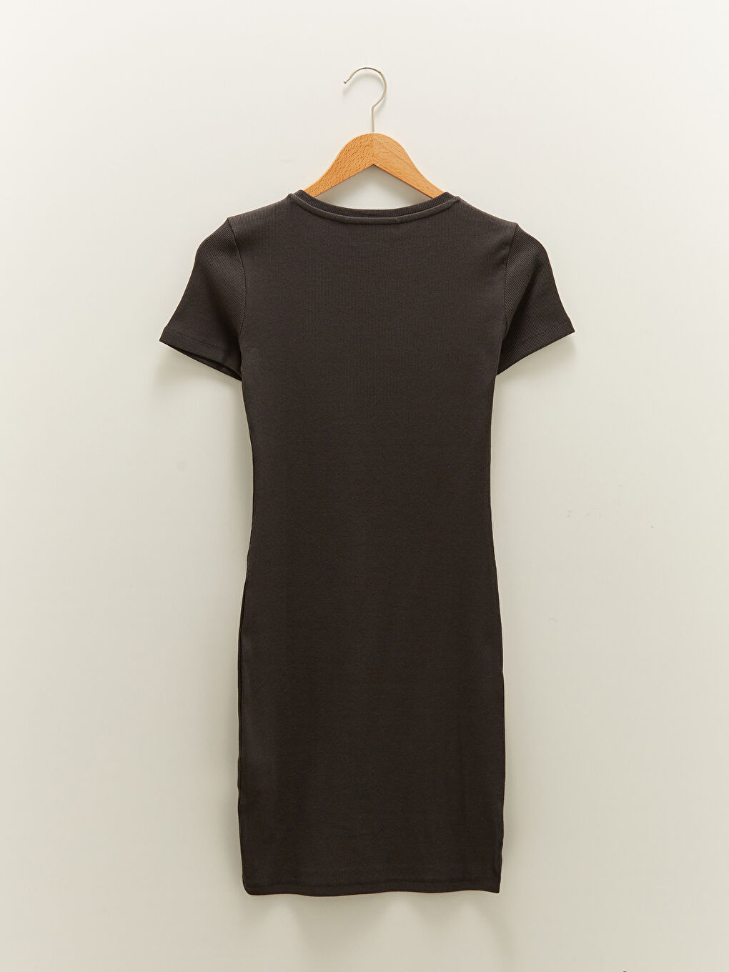 LCW Vision Crew Neck Straight Short Sleeve Women's Ribbed Bodycon Dress -W16035Z8-R4W