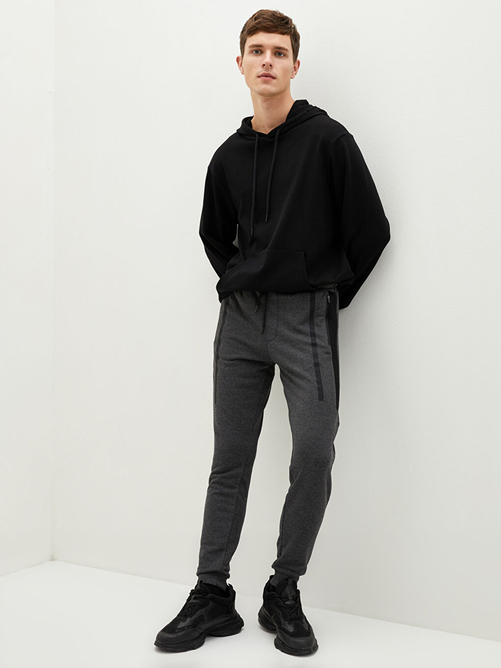 ерлерге арналған тар пішім джоггер спорттық шалбары-4