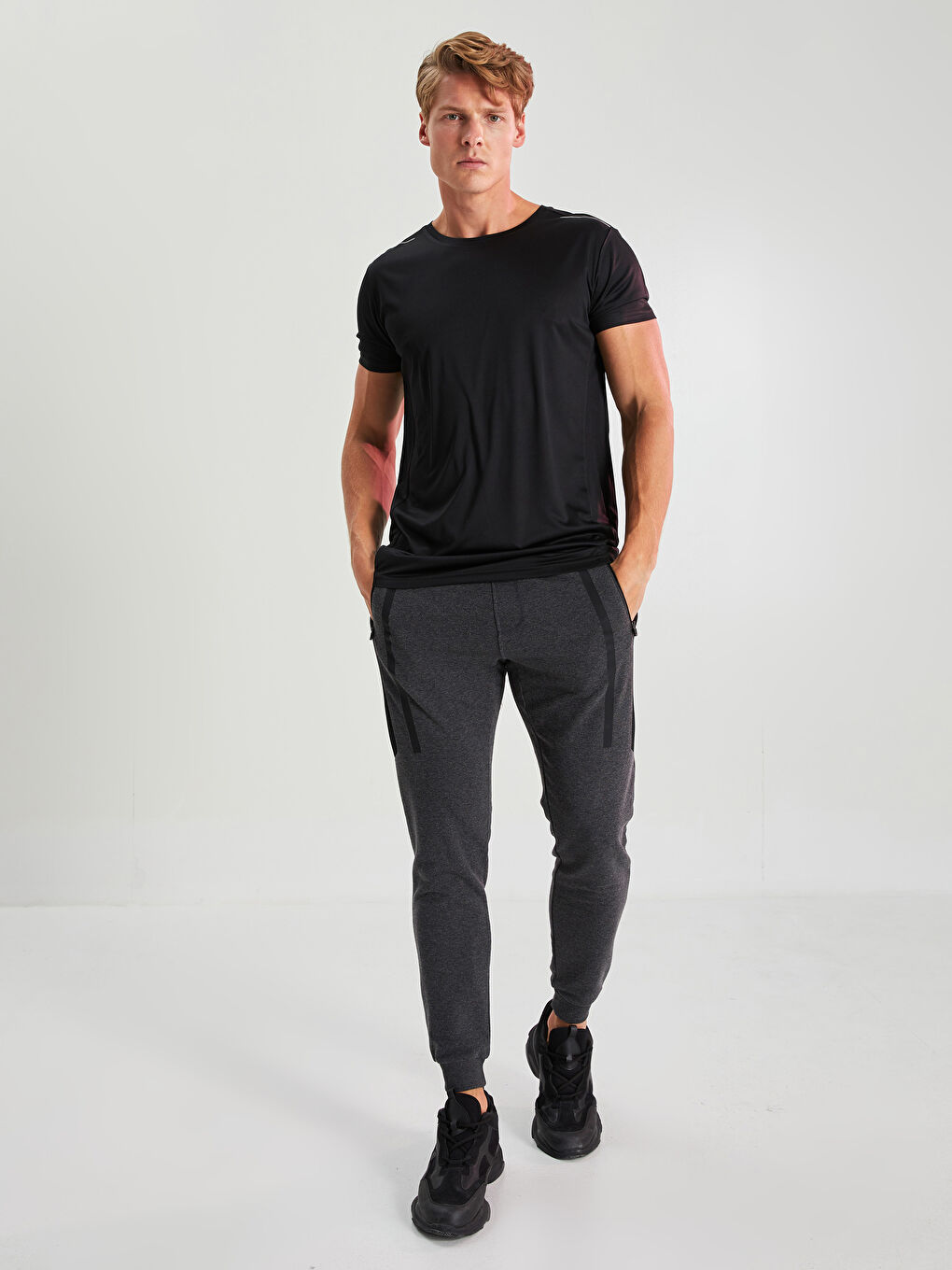 ерлерге арналған тар пішім джоггер спорттық шалбары-5