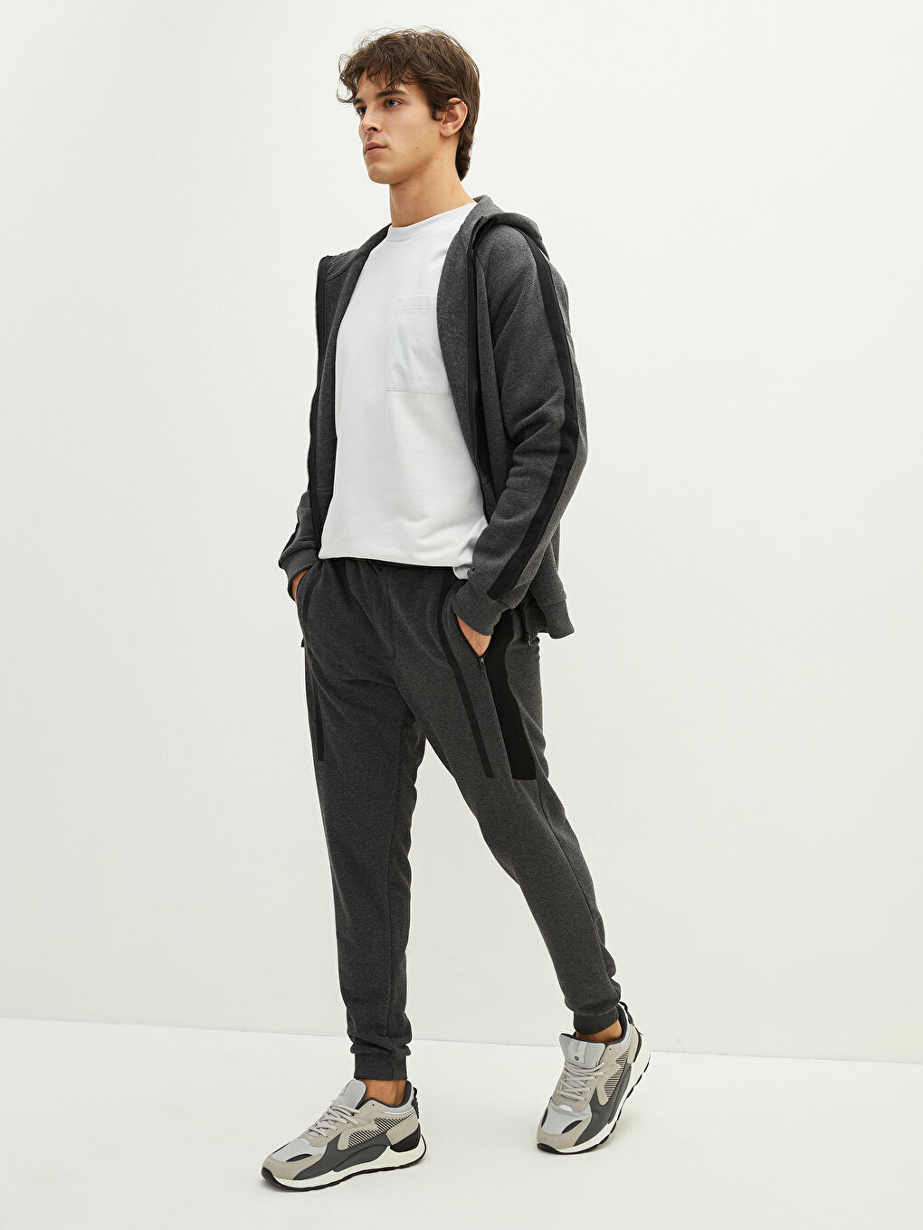 ерлерге арналған тар пішім джоггер спорттық шалбары-3