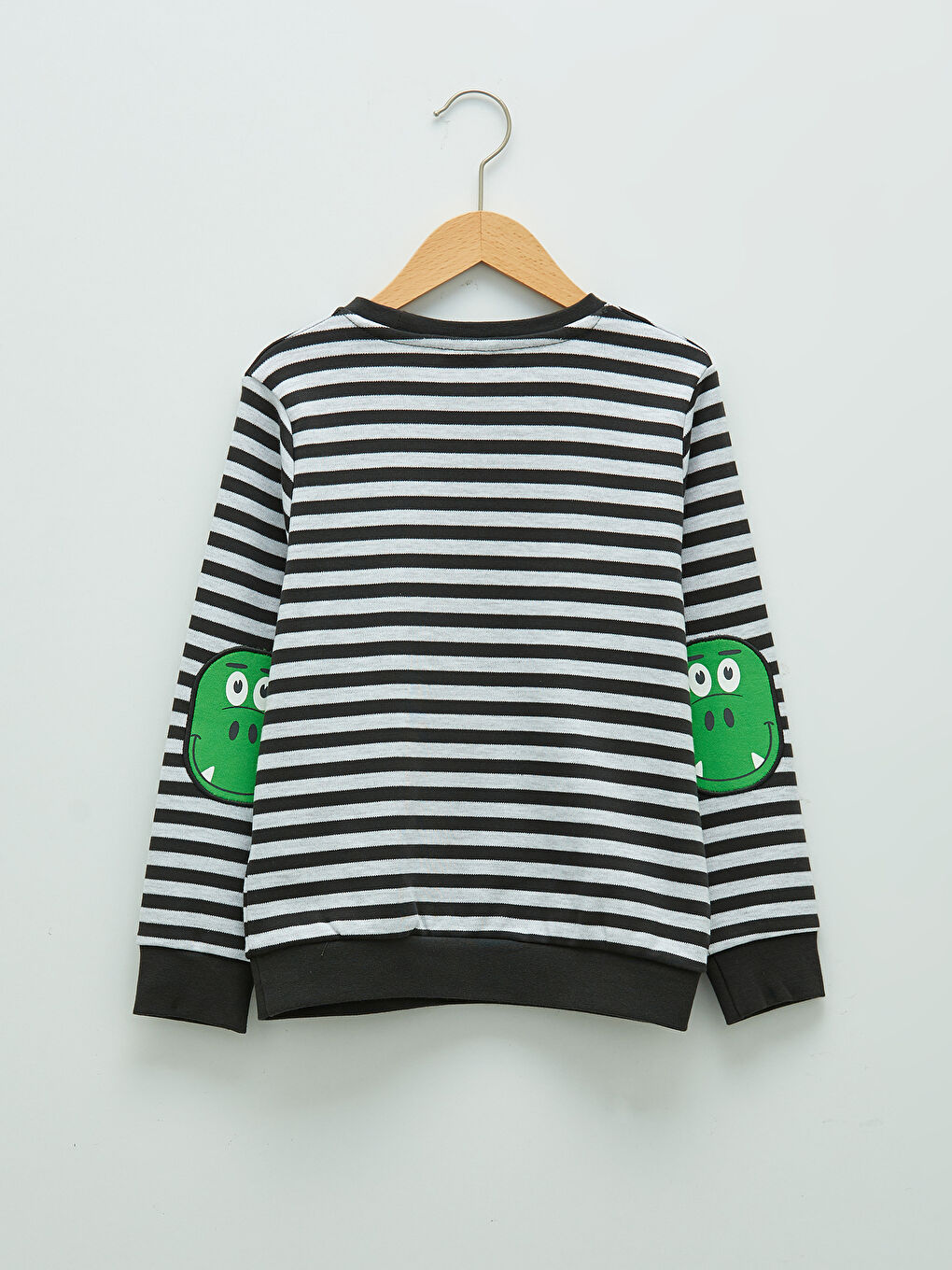 Gri Bisiklet Yaka Çizgili Uzun Kollu Erkek Çocuk Tişört-1