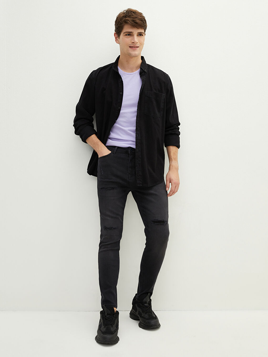 Siyah 730 Havuç Kalıp Erkek Jean Pantolon-1