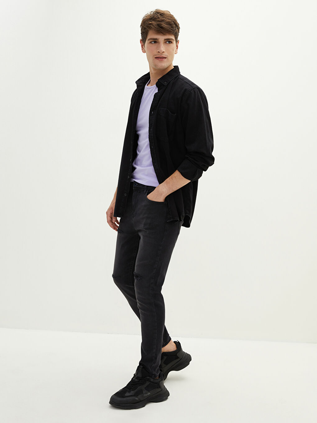 Siyah 730 Havuç Kalıp Erkek Jean Pantolon-2