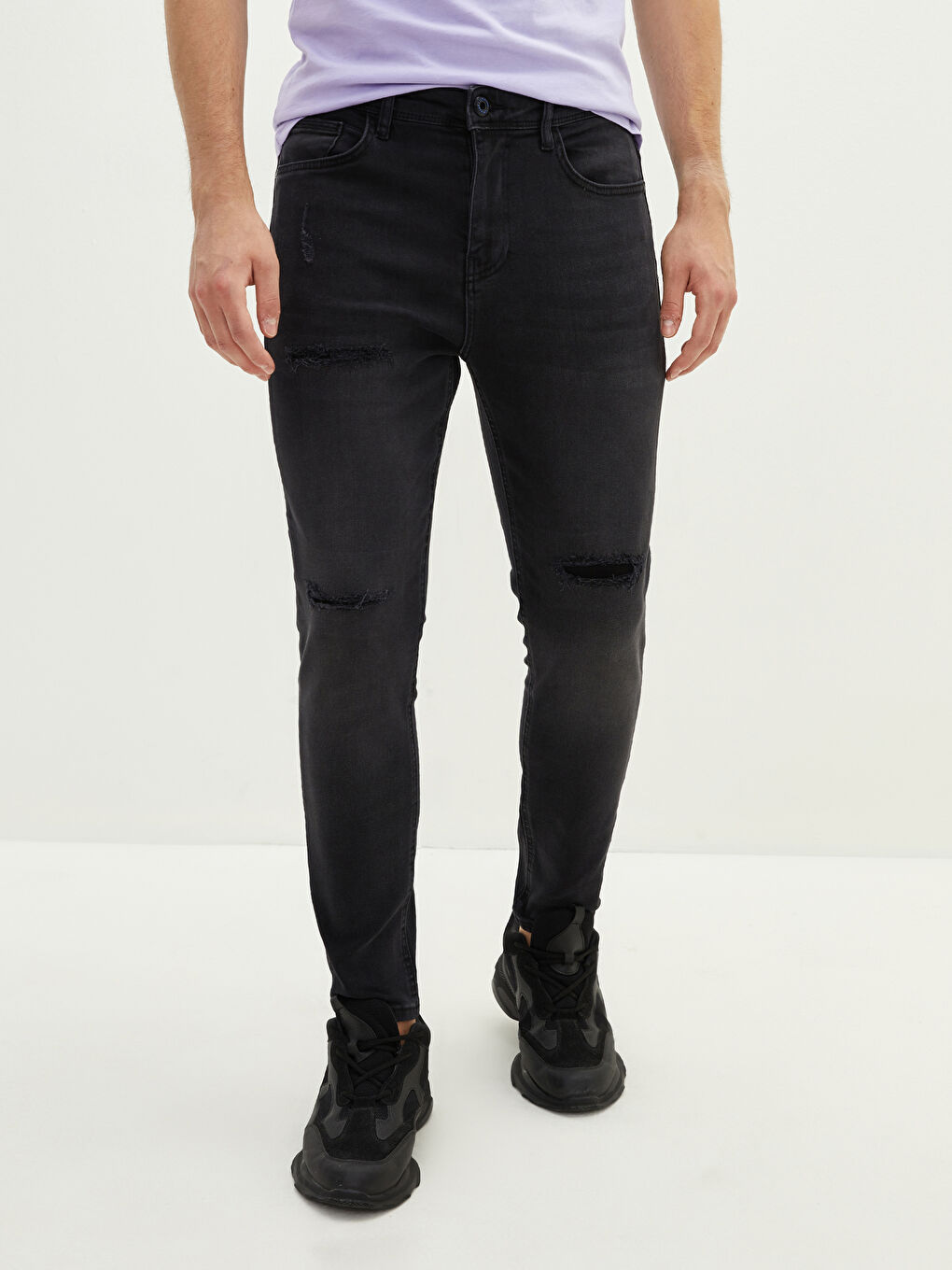 Siyah 730 Havuç Kalıp Erkek Jean Pantolon-3