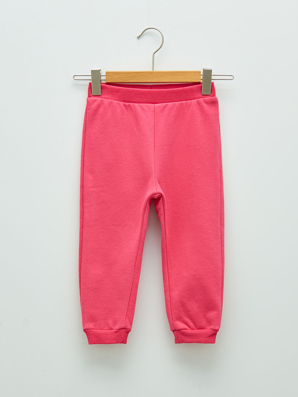 Pembe Beli Lastikli Basic Kız Bebek Jogger Eşofman Alt