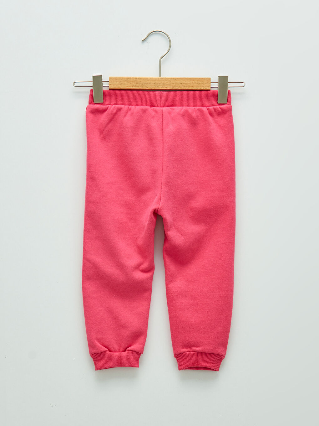 Pembe Beli Lastikli Basic Kız Bebek Jogger Eşofman Alt-1